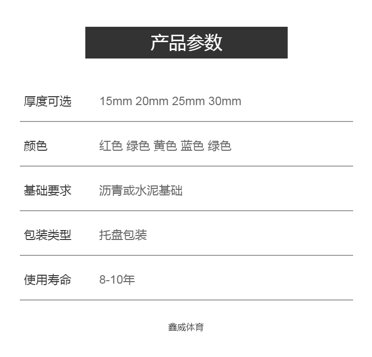 鑫威室外拼装橡胶地垫成品EPDM悬浮地板小区公园易施工每平方米约56.00~100.00元每平米(24)