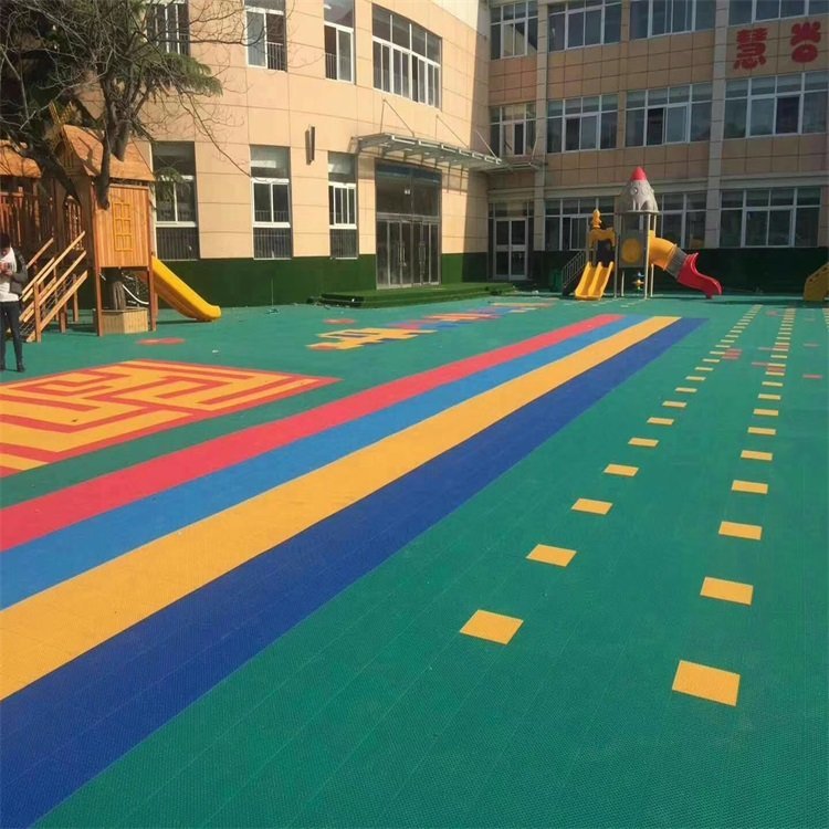 塑胶格地垫悬浮式拼装地板 室外幼教地板 悬浮拼装地板每平方米约30.00元每平米(5)